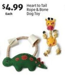 Aldi Heart to Tail Rope & Bone Dog Toy offer