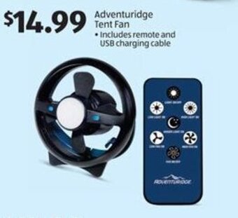 Aldi Adventuridge Tent Fan Includes remote and USB charging cable offer