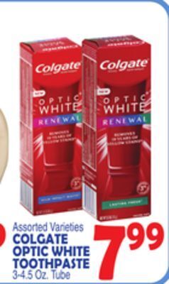 Bravo Supermarkets Colgate optic white toothpaste offer