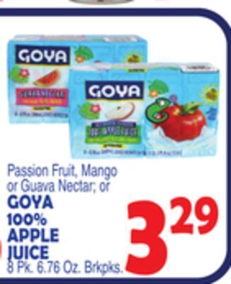 Bravo Supermarkets Goya 100% apple juice offer