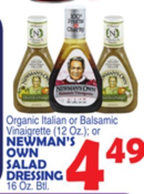 Bravo Supermarkets Newman's own salad dressing 16 oz. btl. offer