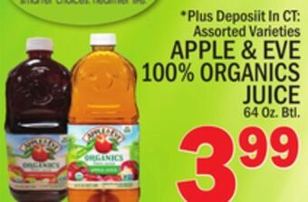 C Town Apple & eve 100% organics juice offer