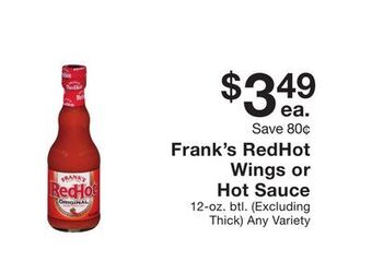 Fairway Store Market Frank's redhot wings or hot sauce offer