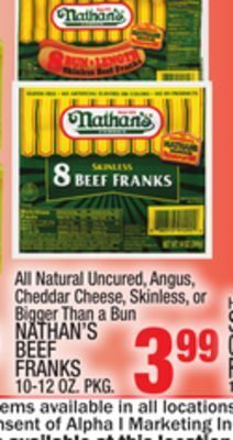 C Town Nathan's beef franks offer