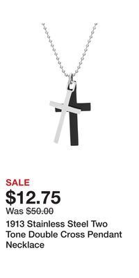 Kohl's 1913 stainless steel two tone double cross pendant necklace offer