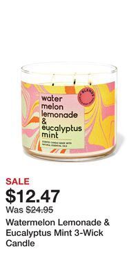Bath & Body Works Watermelon lemonade & eucalyptus mint 3-wick candle offer