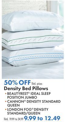 Boscov's Density bed pillows offer