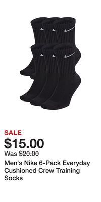 Kohl's Men's nike 6-pack everyday cushioned crew training socks offer