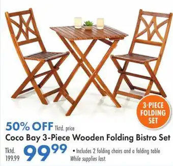 Boscov's Coco bay 3-piece wooden folding bistro set offer
