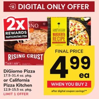 ACME Digiorno pizza 17.5-31.4 oz. pkg. or california pizza kitchen 12.9-15.5 oz. pkg. offer
