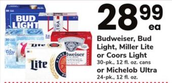 ACME Budweiser, bud light, miller lite or coors light 30-pk., 12 fl. oz. cans or michelob ultra 24-pk., 12 fl. oz. offer