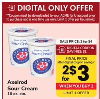 ACME Axelrod sour cream offer