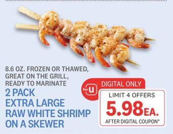 Kings Food Markets 2 pack extra large raw white shrimp on a skewer offer