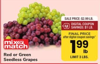 ACME Red or green seedless grapes offer