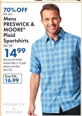 Boscov's Mens preswick & moore® plaid sportshirts offer