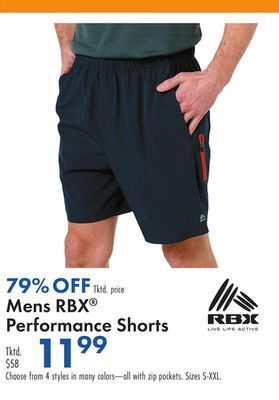 Boscov's Mens rbx® performance shorts offer