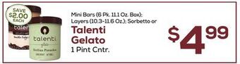 DeCicco & Sons Talenti gelato 1 pint cntr offer