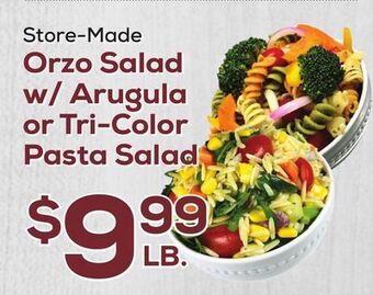 DeCicco & Sons Orzo salad w/arugula or tri-color pasta salad offer