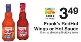 The Fresh Grocer Redhot wings or hot sauce offer