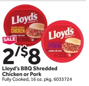 Stop&Shop Lloyd's bbq shredded chicken or pork offer
