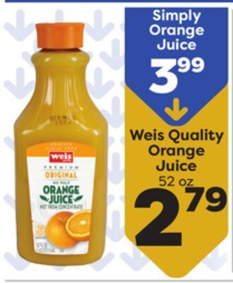 Weis Markets Weis quality orange juice offer