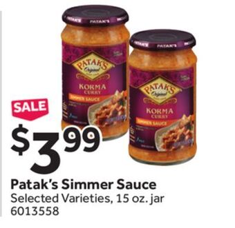Stop&Shop Patak's simmer sauce offer