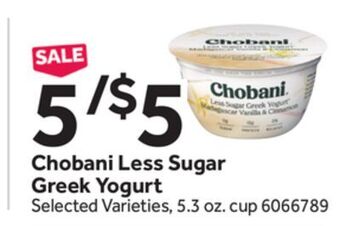 Stop&Shop Chobani less sugar greek yogurt offer