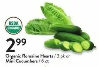Fresh Thyme Organic Romaine Hearts,Mini Cucumbers offer