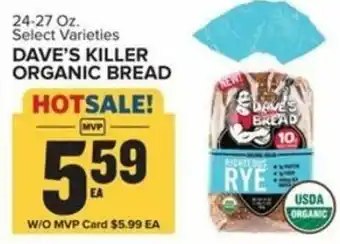 Food Lion Dave's Killer Organic Bread 24-27 oz offer
