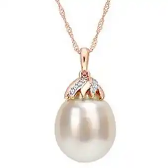 Kohl's Stella grace 14k rose gold south sea cultured pearl & diamond accent drop pendant necklace offer