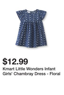 Kmart Kmart little wonders infant girls' chambray dress - floral offer