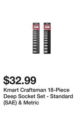Kmart Kmart craftsman 18-piece deep socket set - standard (sae) & metric offer