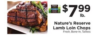 ShopRite Nature's reserve lamb loin chops offer