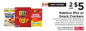 ShopRite Ritz or snack crackers offer