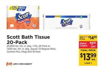 ShopRite Bath tissue 20-pack offer
