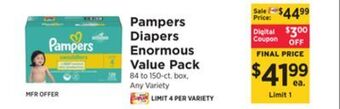 ShopRite Diapers enormous value pack offer