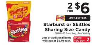 ShopRite Starburst or skittles sharing size candy offer