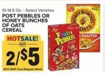 Food Lion Post Pebbles or Honey Bunches Of Oats Cereal 10-14.5 oz offer