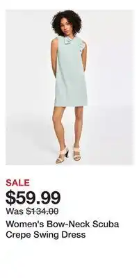 Macy's Women's bow-neck scuba crepe swing dress offer