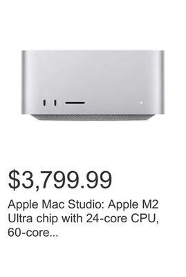 Costco Apple mac studio: apple m2 ultra chip with 24‑core cpu, 60‑core gpu, 1tb ssd (2023) offer