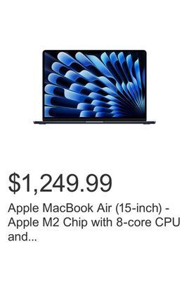 Costco Apple macbook air (15-inch) - apple m2 chip with 8-core cpu and 10-core gpu, 256gb - midnight (2023) offer