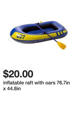 Five Below Inflatable raft with oars 76.7in x 44.8in offer