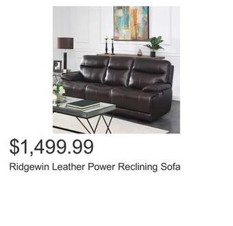 Costco Ridgewin leather power reclining sofa offer