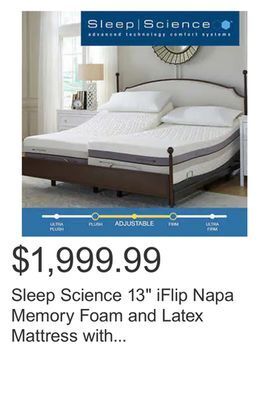 Costco Sleep science 13 iflip napa memory foam and latex mattress with adjustable power base offer