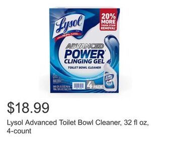 Costco Lysol advanced toilet bowl cleaner, 32 fl oz, 4-count offer