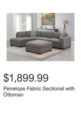 Costco Penelope fabric sectional with ottoman offer