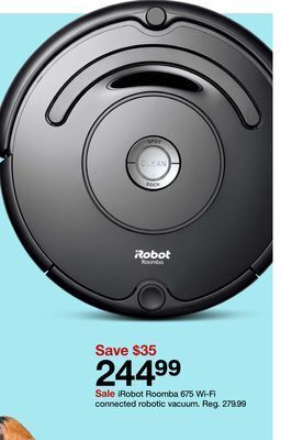 Target Irobot roomba 675 wi-fi connected robotic vacuum offer
