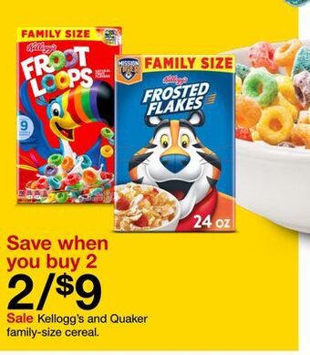 Target Kellogg's and quaker family-size cereal offer