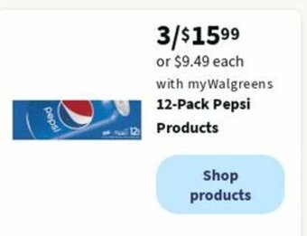 Walgreens 12-Pack Pepsi Products offer