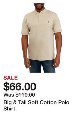 Belk Big & tall soft cotton polo shirt offer